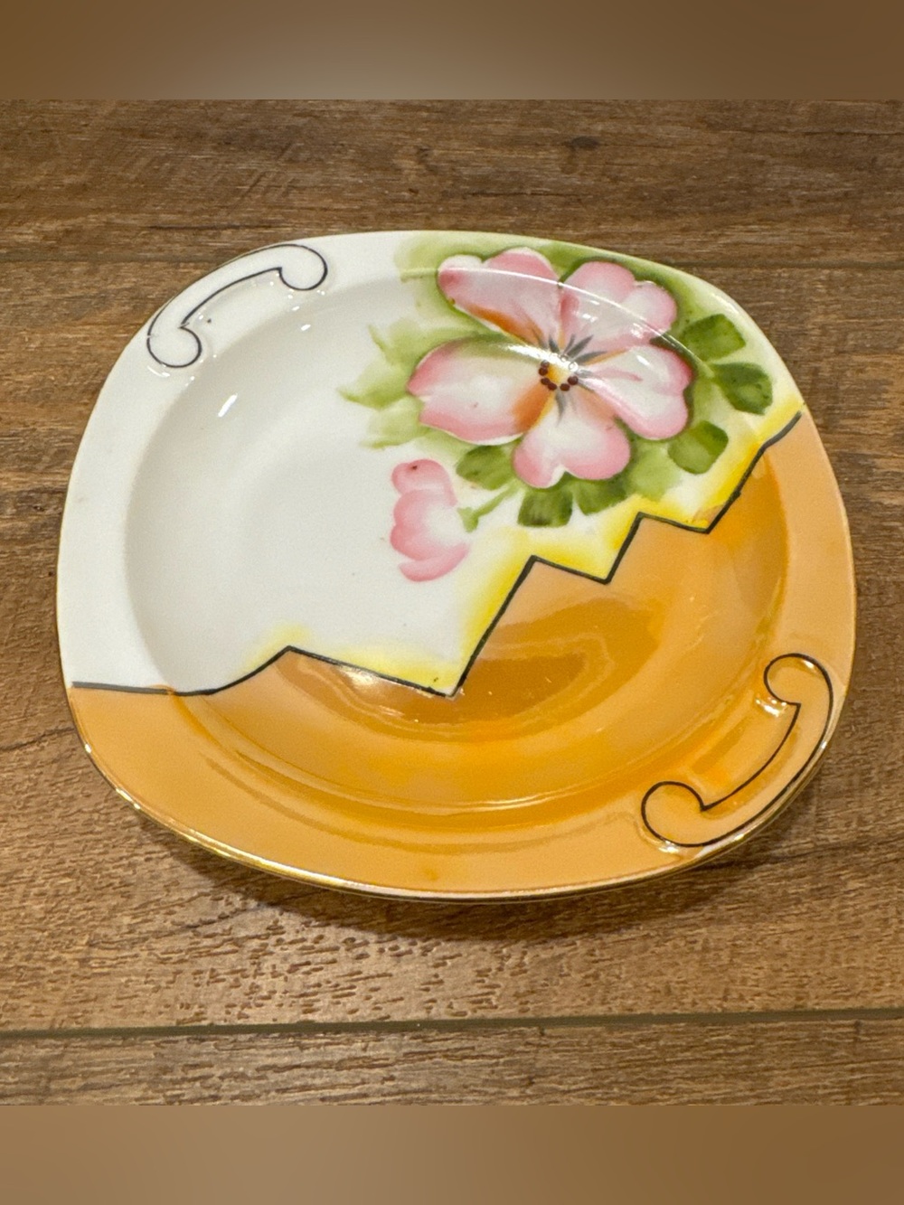 Vintage Noritake Hand Painted Floral Plate Made in Japan Orange Pink 6”